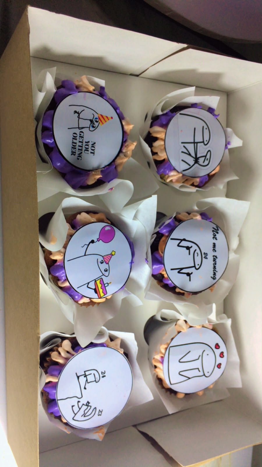 Custom cupcake box with blue and peach frosting by Moh Bakes and Treats in Kasarani Nairobi
