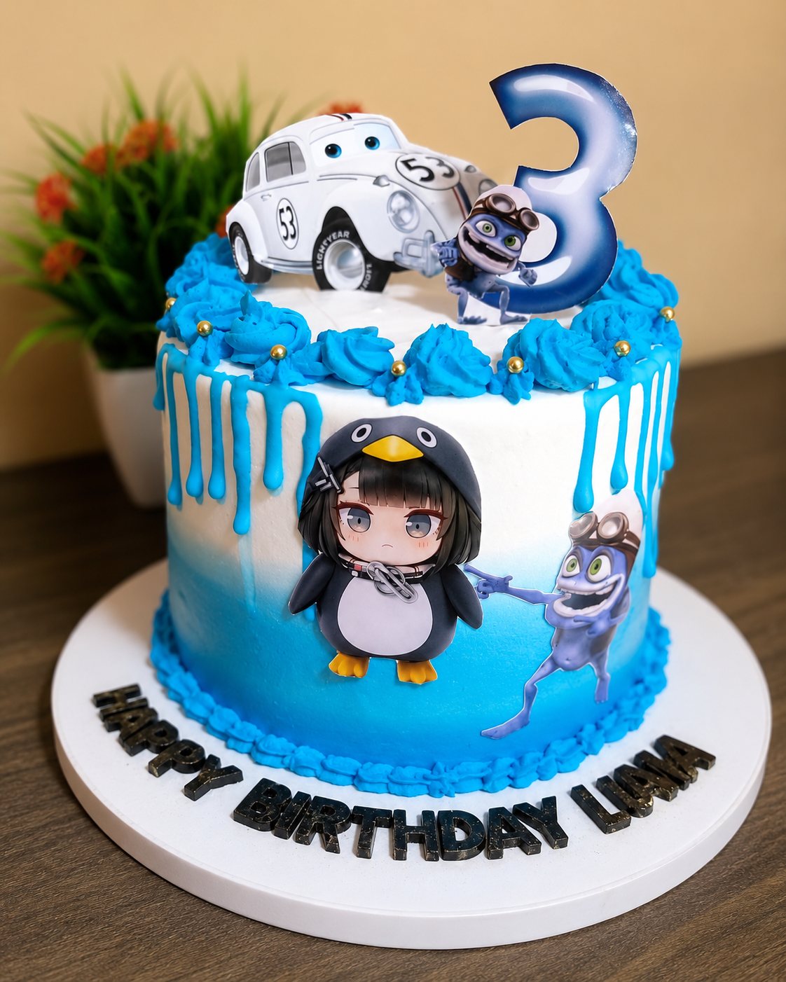 Blue kids themed birthday cake by Moh Bakes for customers in Mwiki Nairobi