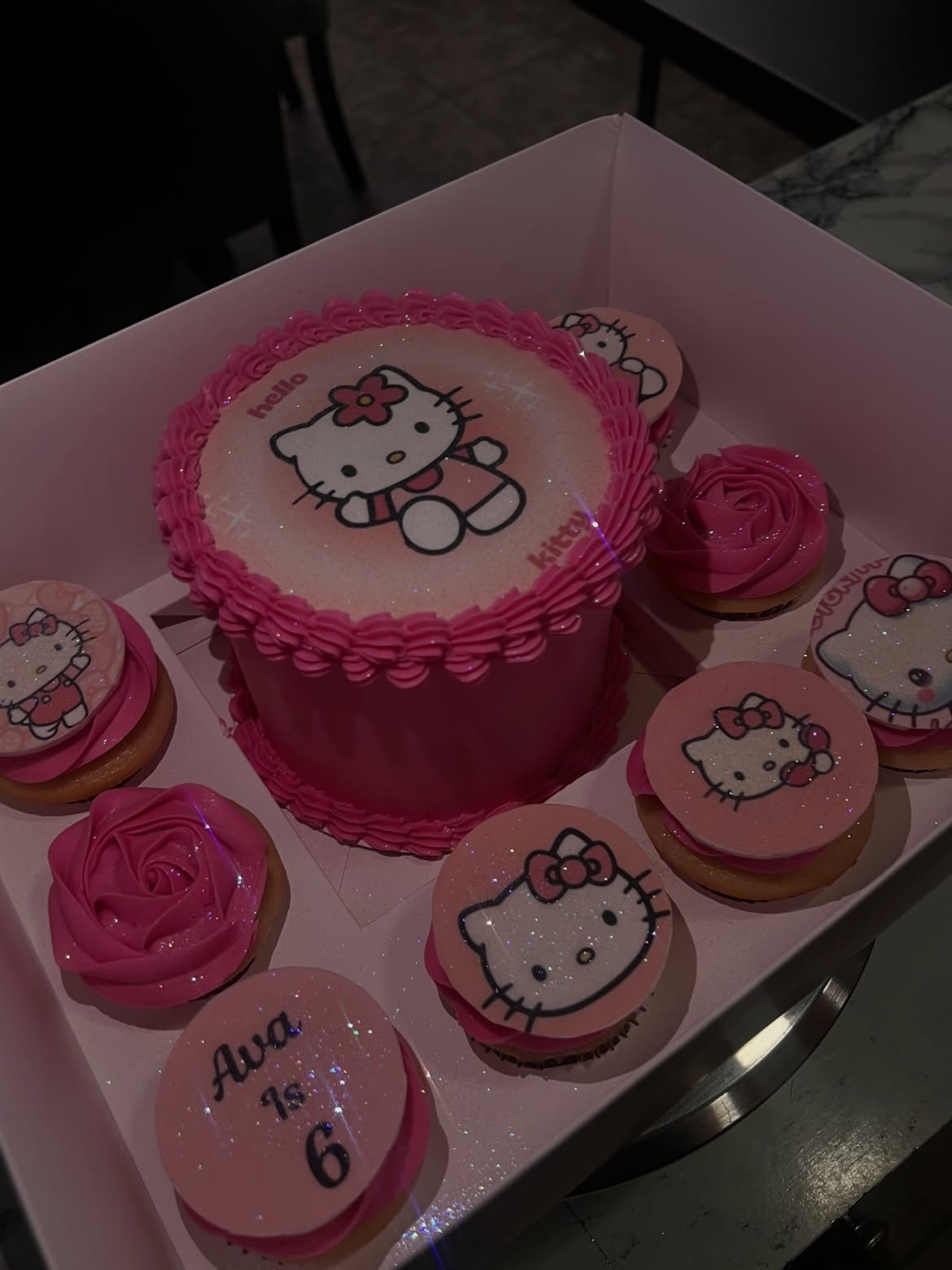 Hello Kitty bento cake and cupcakes box by Moh Bakes in Nairobi
