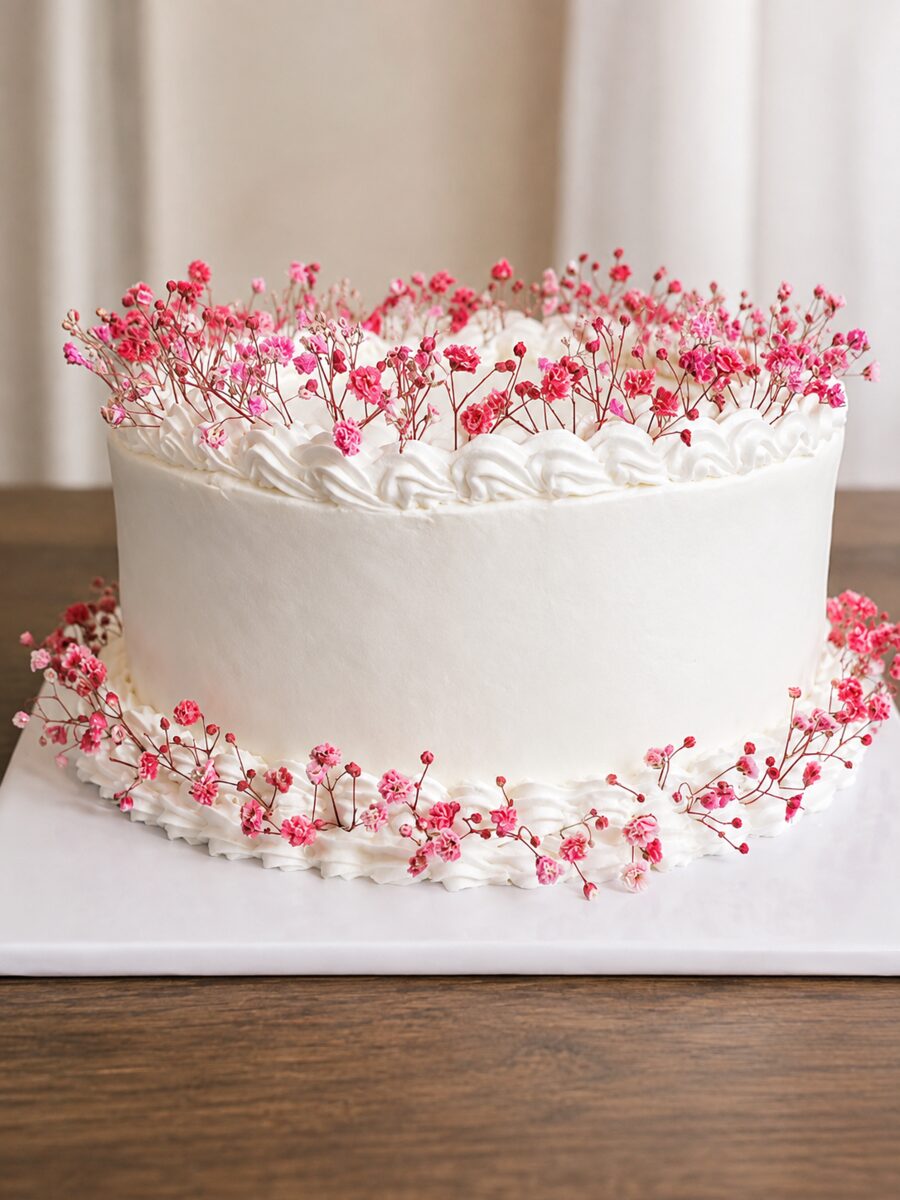 Floral white and pink celebration cake made by Moh Bakes & Treats